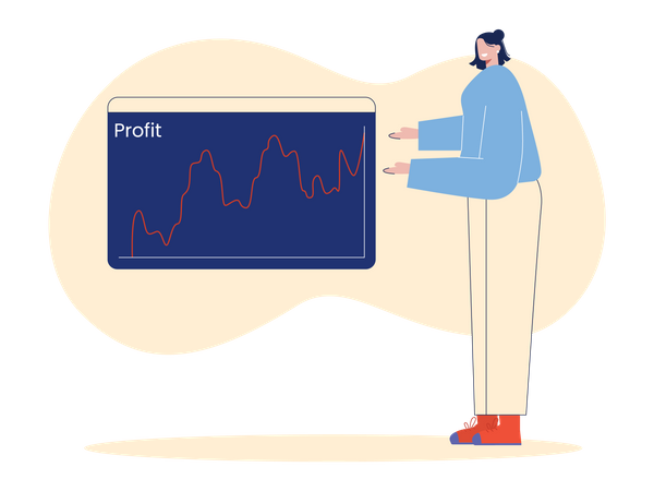 Woman with investment profit  Illustration