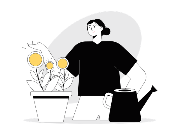 Woman with investment return Illustration