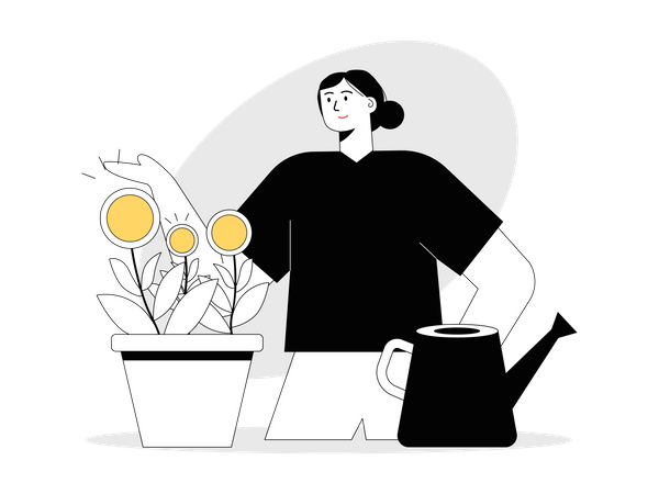 Woman with investment return  Illustration