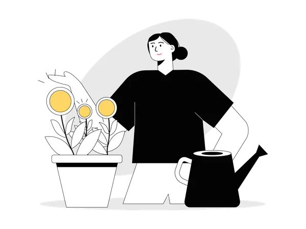 Woman with investment return  Illustration