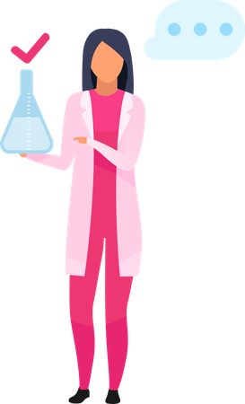 Woman with lab flask  Illustration