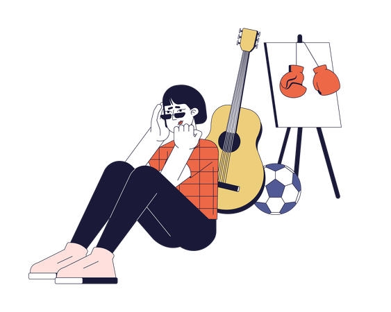Woman with Lack of interest in hobbies  Illustration