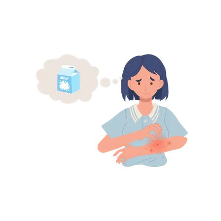 Woman with lactose allergy reaction  Illustration