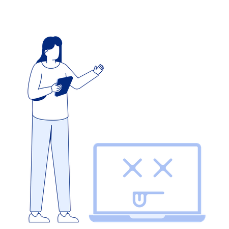 Woman with laptop  Illustration