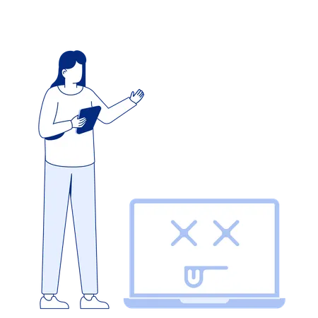 Woman with laptop  Illustration