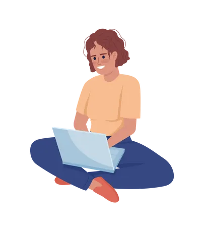 Woman with laptop Illustration