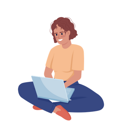 Woman with laptop  Illustration