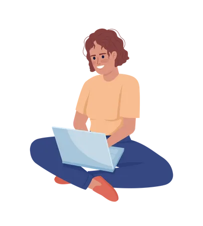 Woman with laptop  Illustration