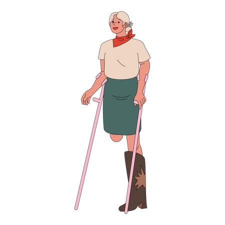 Woman with leg disability Illustration