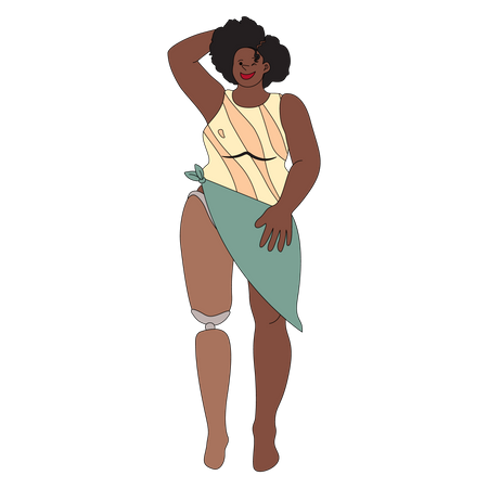 Woman with leg disability Illustration
