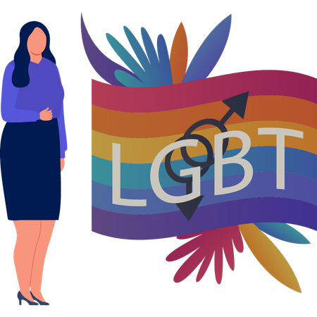 Woman with LGBT flag  Illustration