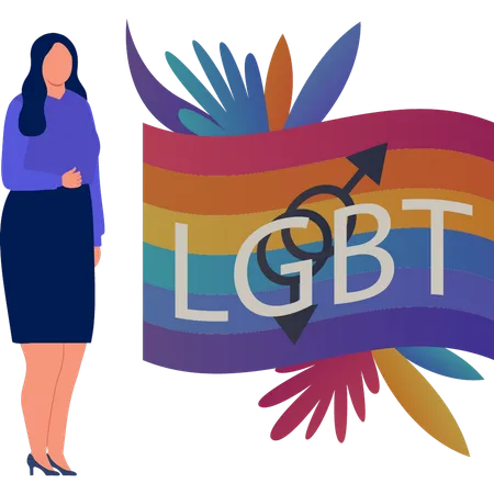 Woman with LGBT flag  Illustration