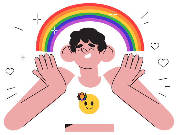 Woman with LGBT rainbow Illustration