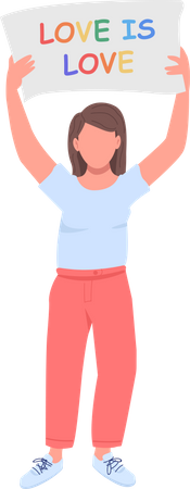 Woman with lgtb message Illustration
