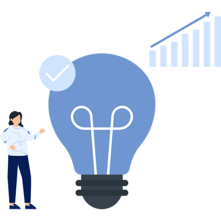 Woman with Lightbulb and Growth Chart Success and Innovation  Illustration