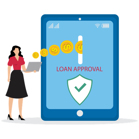 Woman with Loan Approval Document  Illustration