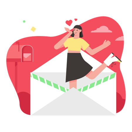 Woman with love letter Illustration