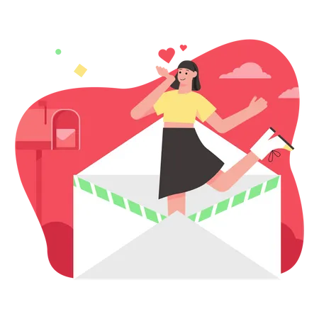 Woman with love letter Illustration