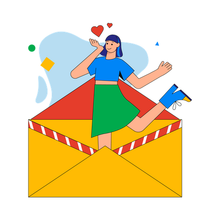Woman with love letter  Illustration
