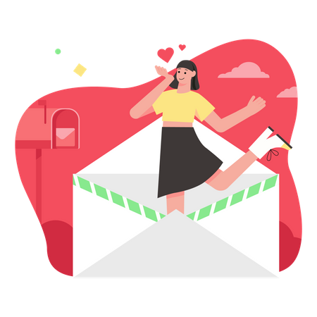 Woman with love letter  Illustration