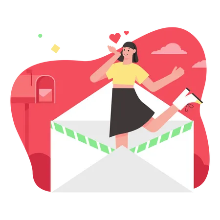 Woman with love letter  Illustration