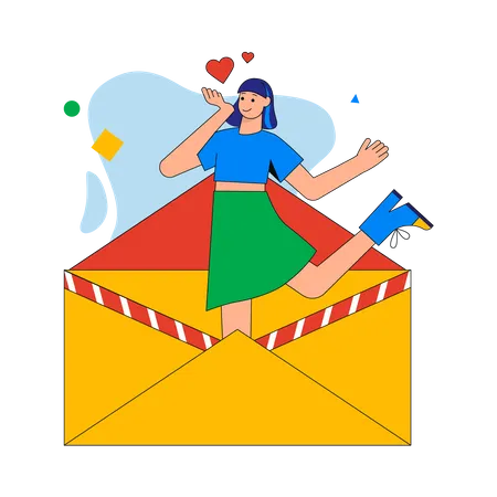 Woman with love letter  Illustration