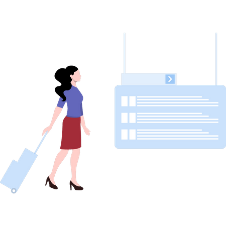 Woman with luggage Illustration