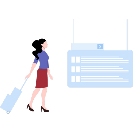 Woman with luggage  Illustration