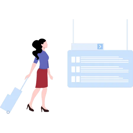 Woman with luggage  Illustration