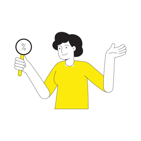 Woman with magnifying glass  Illustration