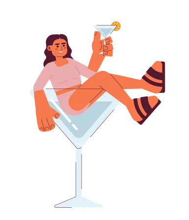 Cocktail Party Flat Concept Vector Spot Illustration Arab Woman With Margarita Glass 2 D Cartoon Character On White For Web UI Design Nightlife Summer Vibes Isolated Editable Creative Hero Image Illustration