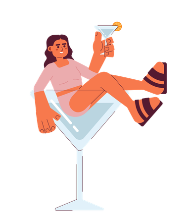 Woman with margarita glass  Illustration