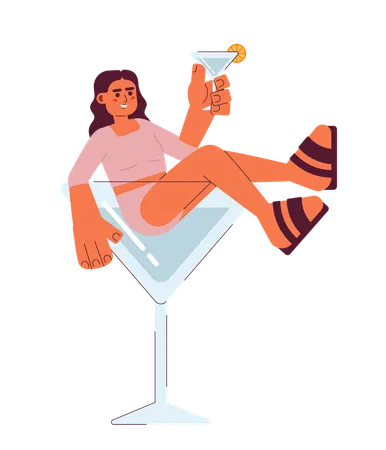 Woman with margarita glass  Illustration