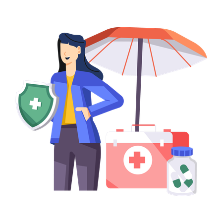 Woman with Medical Insurance  Illustration