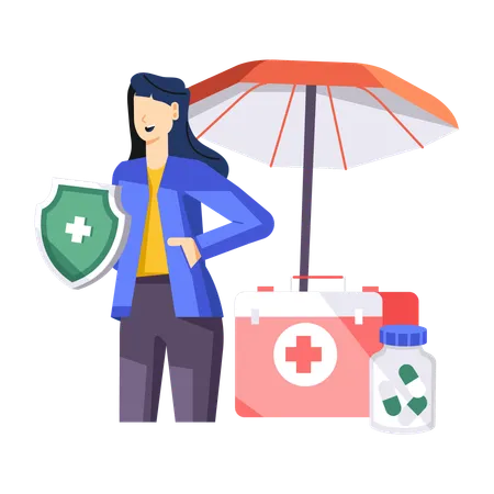 Woman with Medical Insurance  Illustration