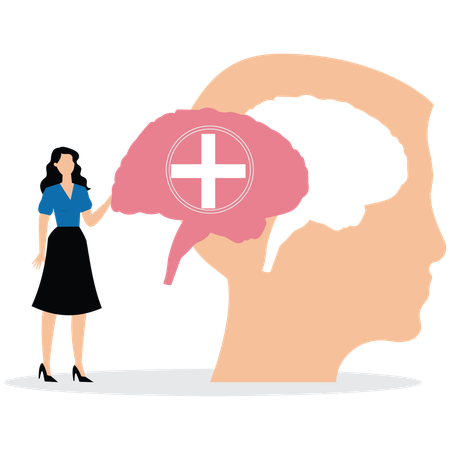 Woman with Mental health treatment  Illustration