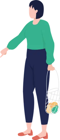 Woman with mesh bag  Illustration