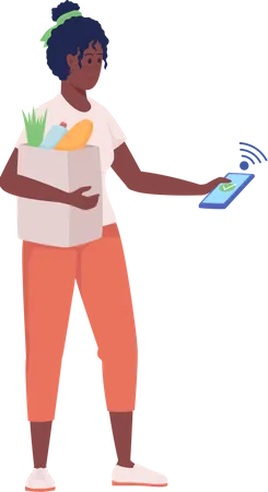 Woman with mobile payment  Illustration