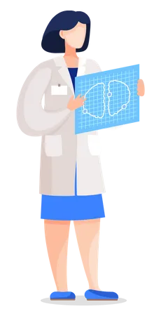 Doctor Woman With Mri Scan Isolated Female Holding Image Showing Brains Oncology Vector Illustration Of Computer Tomography Or Ct Physician With Patient Examination List Flat Cartoon Style Illustration