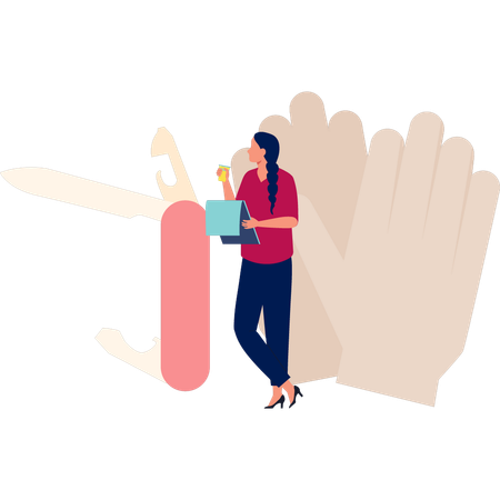 Woman With Nail Cutter  Illustration