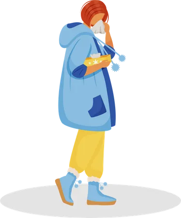 Woman with nasal sickness  Illustration