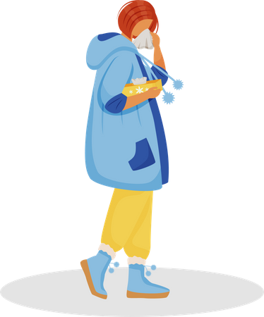 Woman with nasal sickness  Illustration