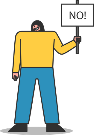 Woman with no sign on banner Illustration