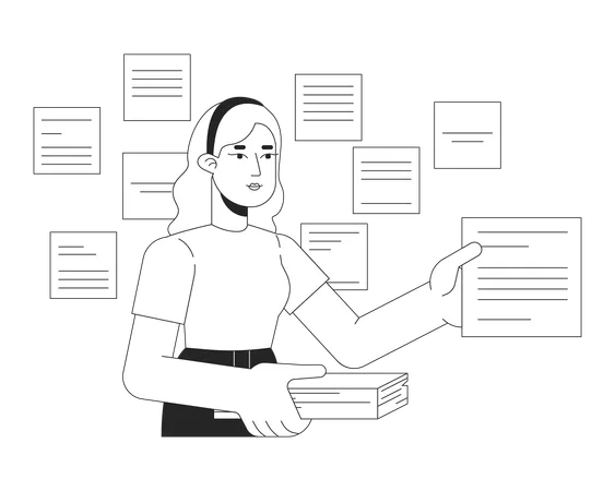 Woman with notes  Illustration
