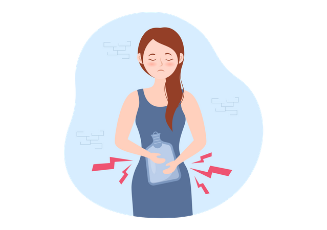Woman with pain in stomach Illustration