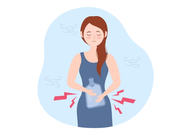 Woman with pain in stomach Illustration