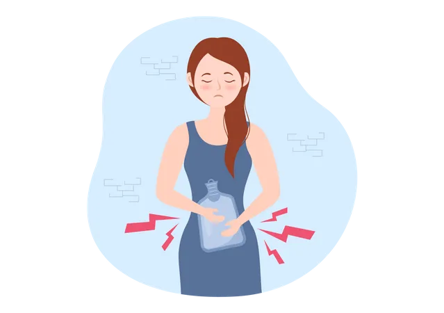 Woman with pain in stomach  Illustration