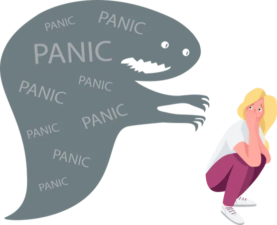 Woman with panic attack  Illustration