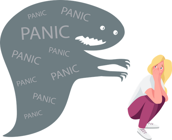 Woman with panic attack  Illustration