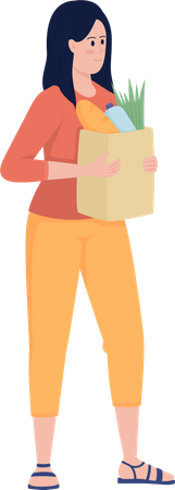 Woman with paper bag Illustration